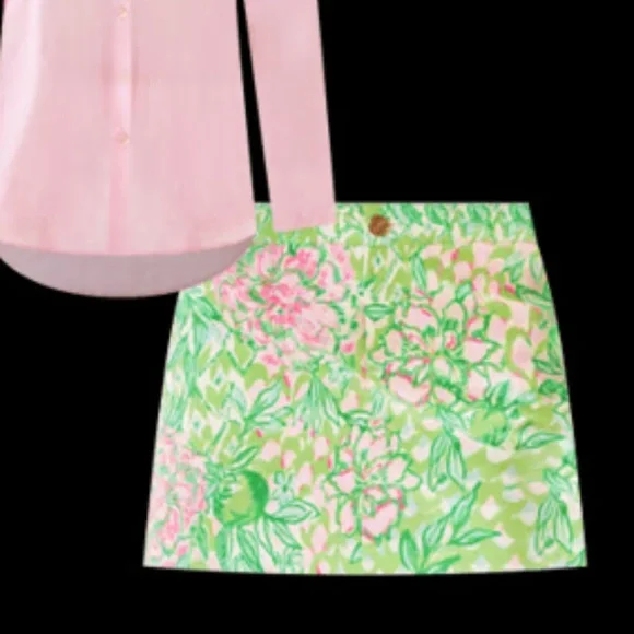 Lilly Pulitzer Pink Green Floral Skort - Picture 4 of 8